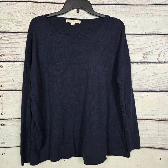 Loft M Navy Long Sleeve Lightweight Sweater Top - Picture 2 of 8